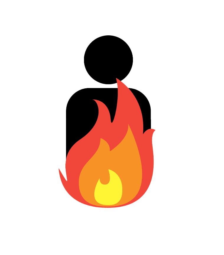 person in fire